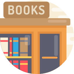 tienda de libros icono
