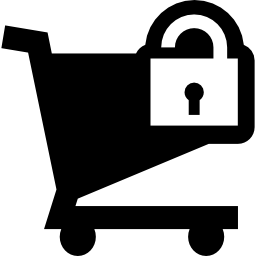Shopping cart lock symbol icon