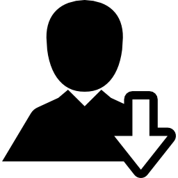 Man with down arrow icon