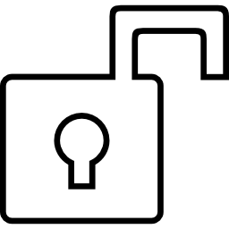 Unlocked padlock thin outline symbol icon