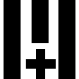 tres líneas verticales con una cruz. icono