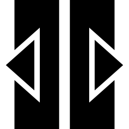 due rettangoli verticali con frecce rivolte verso l'esterno icona