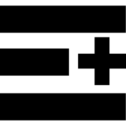 Three horizontal lines with plus sign icon