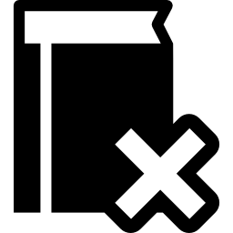 libro con símbolo de borrar cruz icono