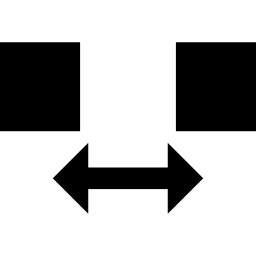 Two squares symbol with double arrow pointing to both sides icon