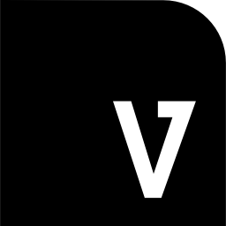 letter v-knop van vierkante vorm met één afgeronde hoek icoon