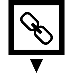 simbolo di collegamento in un quadrato con freccia giù icona