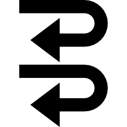 simbolo di due frecce curve indietro icona