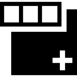 bouton d'ajout carré plus avec contour de trois carrés Icône
