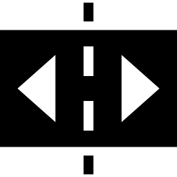 rettangolo orizzontale diviso in due con frecce ai lati icona