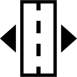 rectángulo con línea discontinua en el medio y dos flechas apuntando a los lados icono