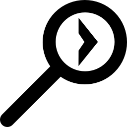 symbole de recherche de loupe avec flèche droite à l'intérieur Icône