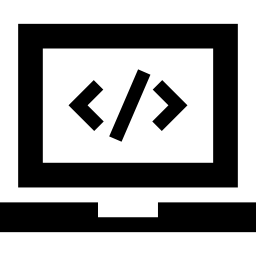 Code signs on laptop screen icon