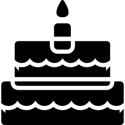 Cake of celebration with one candle icon