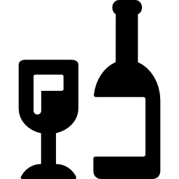 copa y botella de vino icono