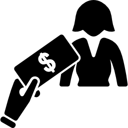 pago de trabajo para una mujer icono