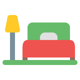 Кровать в отеле иконка