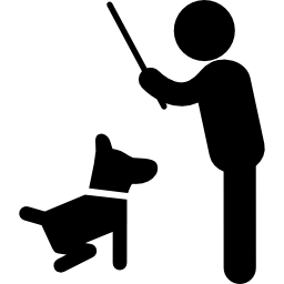 Dog learning man instructions icon