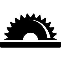 símbolo de media rueda dentada de sierra icono