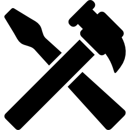 Крест инструмента молоток и отвертка иконка
