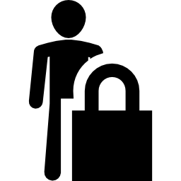 Man and locked padlock personal security symbol icon
