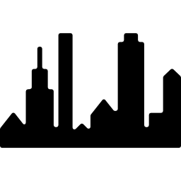 Силуэт панорамных зданий Нью-Йорка иконка