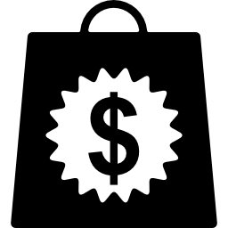 shopping bag con il segno dei soldi dei dollari icona