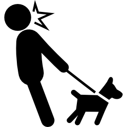 Dog puppy and his owner looking to opposite directions icon
