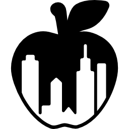 het symbool van de de stadsappel van new york met binnen gebouwenvormen icoon