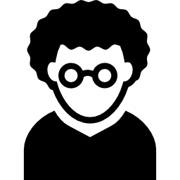 Nerd man with curly hair and circular eyeglasses avatar icon