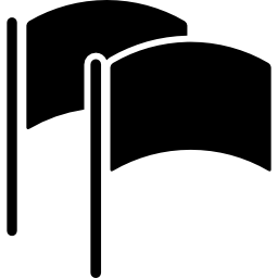 twee sportieve zwarte vlaggen icoon
