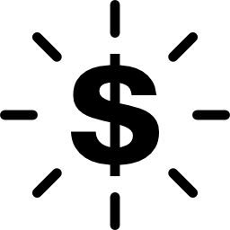 dollarteken met licht icoon