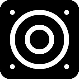 symbole d'outil d'amplification de haut-parleur frontal carré de musique Icône