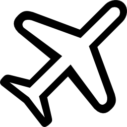 飛行機が回転した斜めの輸送の輪郭を描かれたシンボル icon