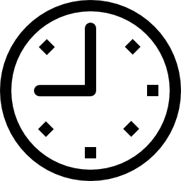 nove in punto sull'orologio circolare icona