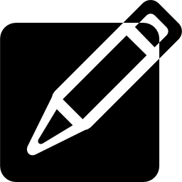 simbolo degli strumenti di scrittura dell'interfaccia con una nota di carta quadrata nera e una matita icona