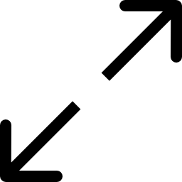 expandiendo dos flechas opuestas símbolo diagonal de la interfaz icono