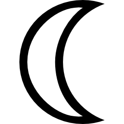 Crescent moon phase outlined shape icon