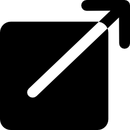 botón cuadrado negro con una flecha apuntando hacia la esquina superior derecha icono