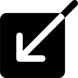 Diagonal arrow entering in black square button icon