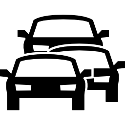 vista frontal de coches viajando apilados icono