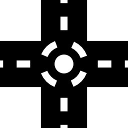 Road cross top view icon