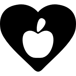 manzana en un corazón icono