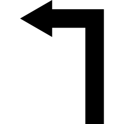 Arrow straight angle turning to left icon