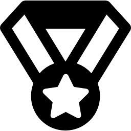 Star medal on ribbon necklace icon