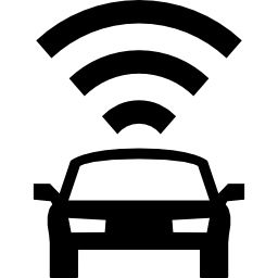 Car frontal view with signal connection icon