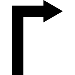Arrow straight angle to turn to right icon