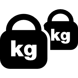 Two weightlifting tools of padlock shape icon