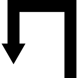 symbol strzałki w dół z kątami prostymi ikona