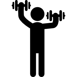 Standing man silhouette lifting dumbbells icon